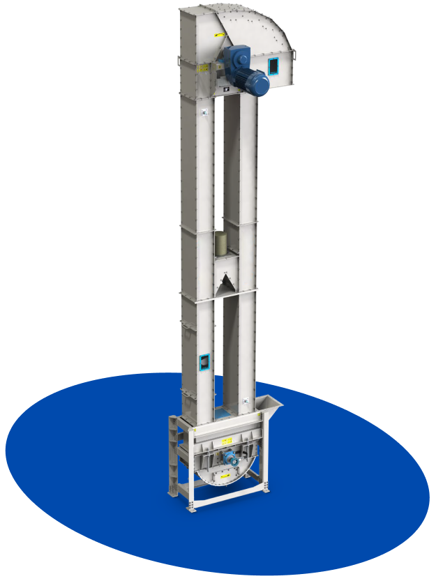 Bucket elevator as equipment for filling GRP silos.