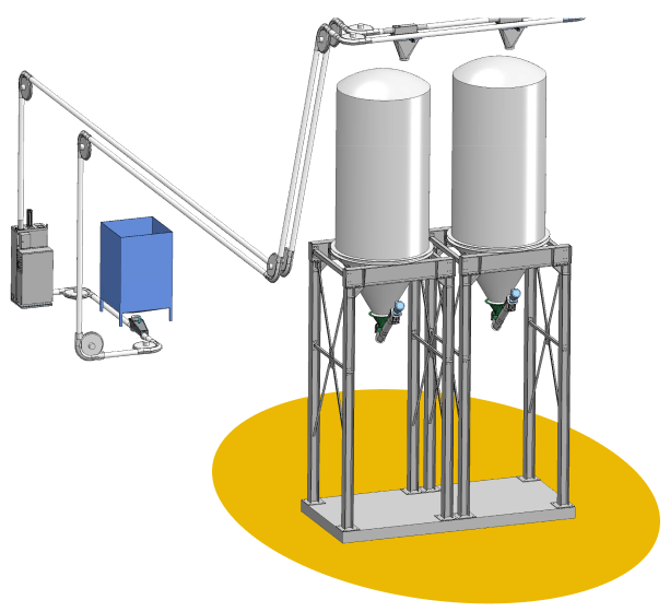 Tube chain conveyor as discharge equipment for GRP silos.