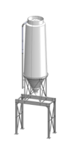 Streusalzsilo aus GFK mit Verladegestell für die Lagerung von Streusalz.
