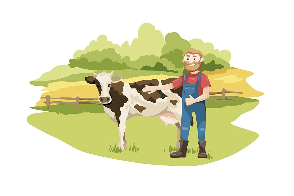 Farmer with cow